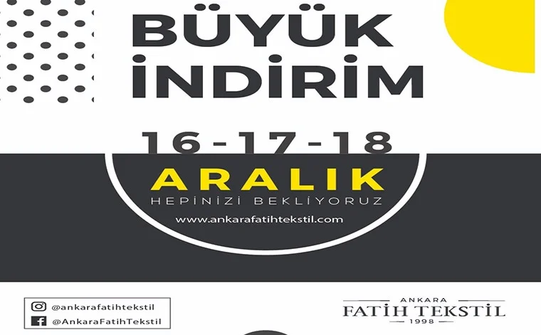 Fatih Tekstil 16 - 17 -18 Aralık 2019 Tarihleri Arasında Etkinlik Düzenliyecek.